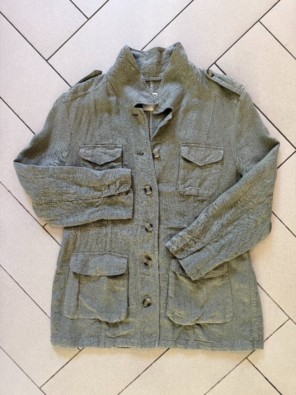 SUD Express Sage Green French Linen Safari Jacket Large